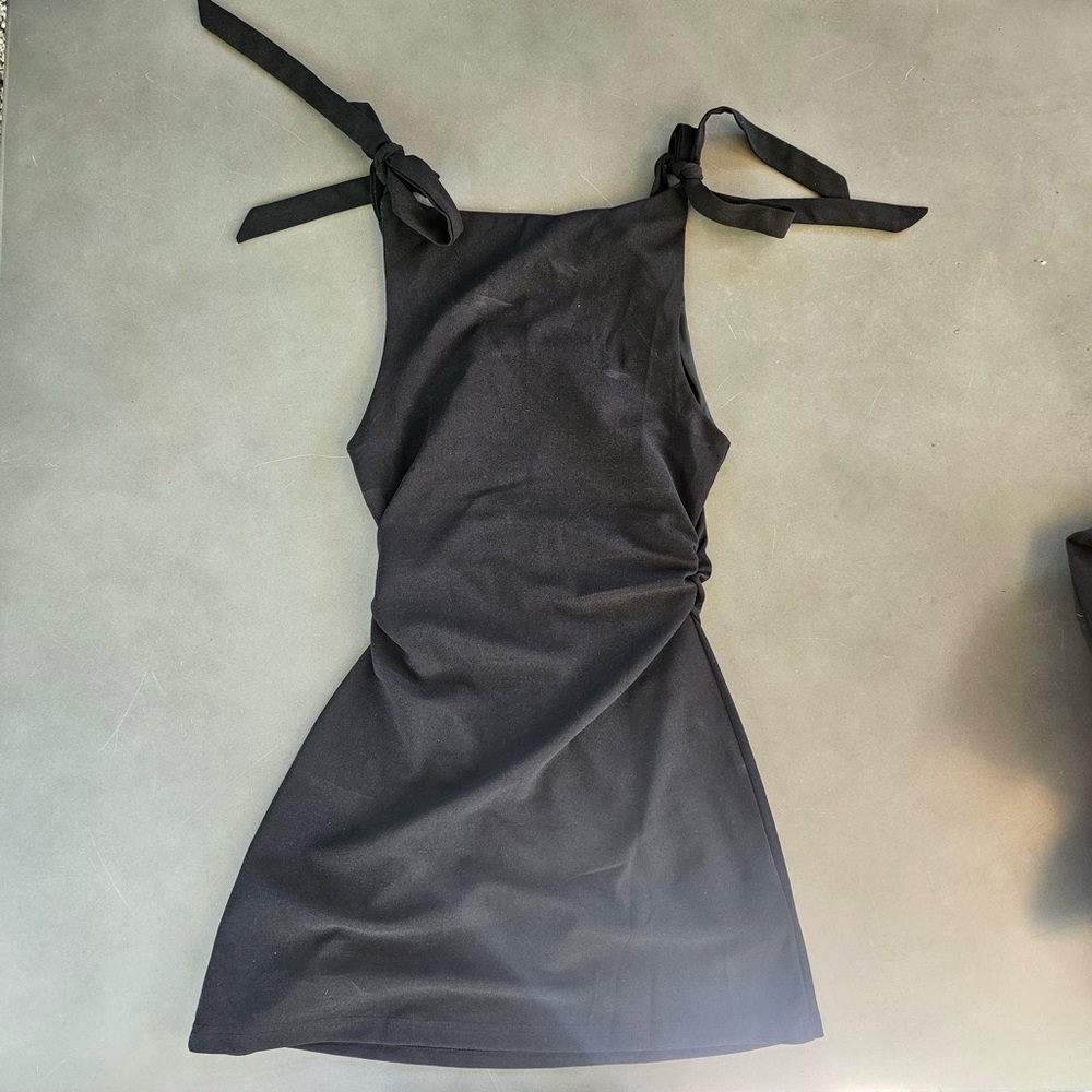 Cider Black Tie-Strap Mini Dress - Picture 4 of 8